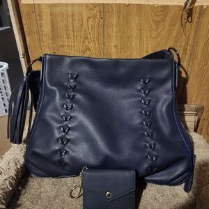 Navy Blue Women's Bag with Tassel